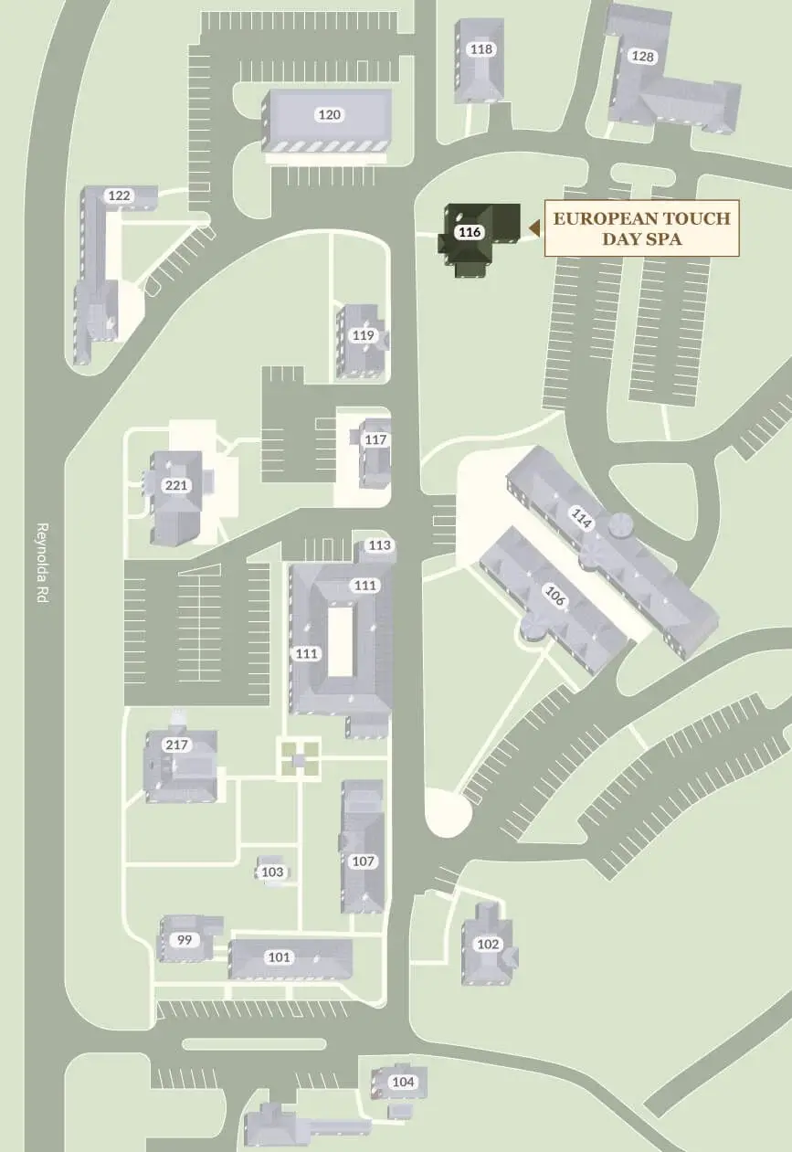 European Touch Day Spa on Reynolda Village Map
