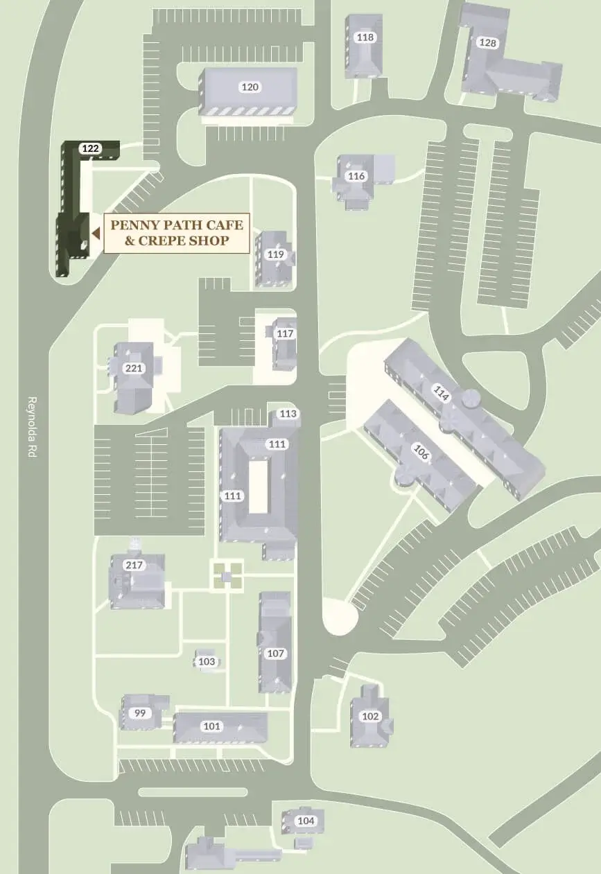 Penny Path Cafe & Crepe on Reynolda Village Map