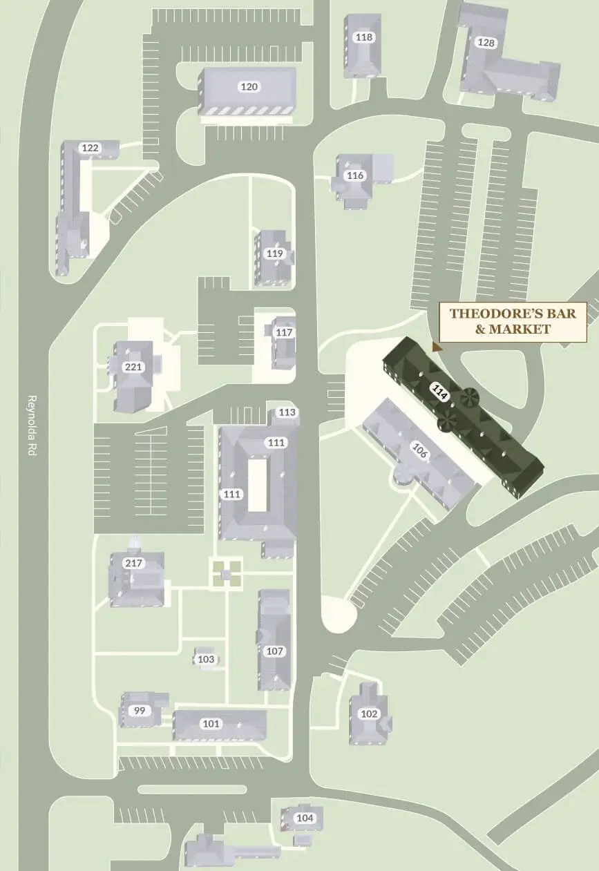 Theodore’s Bar & Market on Reynolda Village Map