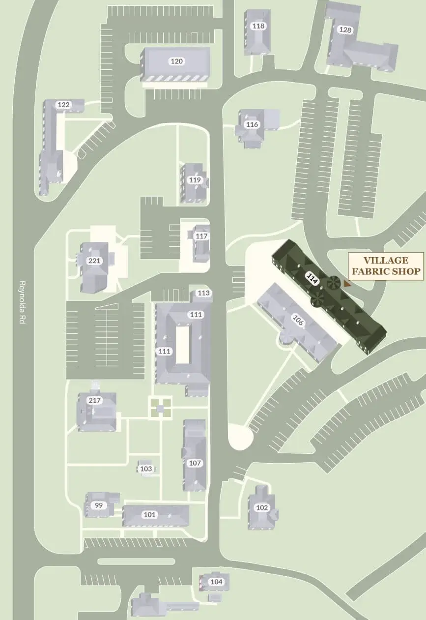 Village Fabric Shop on Reynolda Village Map
